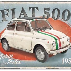 Sign 30 x 40cm Fiat 500 - Turin Italia