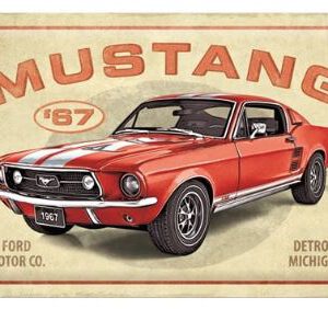 Sign 40 x 60cm Ford Mustang - GT 1967 Red